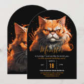 オレンジの猫の怪物 招待状 (正面/裏面)