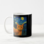 オレンジの猫の自撮り ゴッホの星空の猫ママ C コーヒーマグカップ (左)