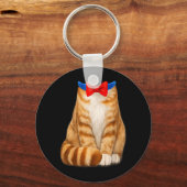 オレンジの猫の衣装 タビー猫 ネクタイ かわいい 面白い ペット キーホルダー (正面)