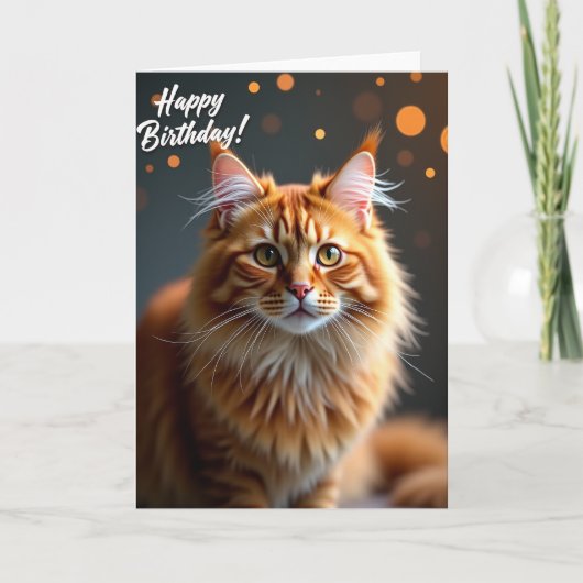オレンジの猫の誕生日カード カード (正面)