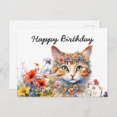 オレンジの猫は白い誕生日だ ポストカード (正面/裏面)