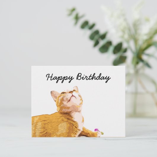 オレンジの猫は白い誕生日だ ポストカード (スタンド正面)