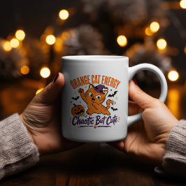 オレンジの猫エナジーハロウィンTシャツ ツートーンマグカップ