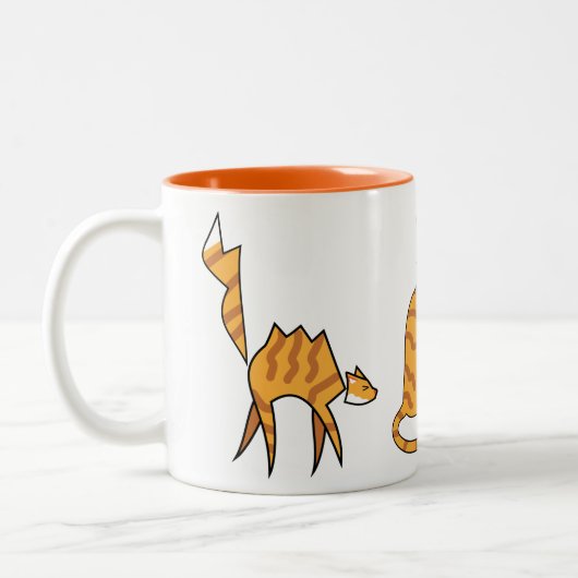 オレンジの猫マグカップ ツートーンマグカップ (左)