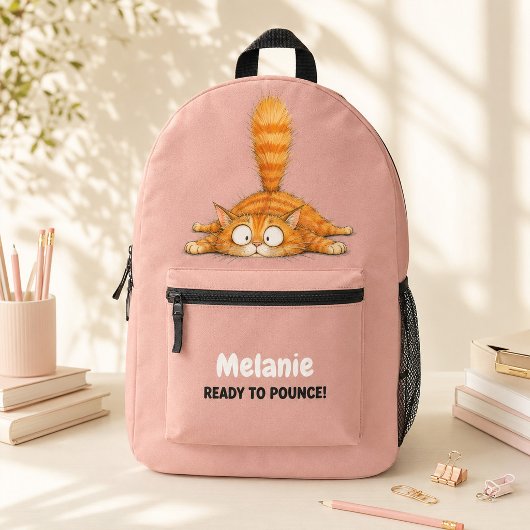 オレンジの猫 キッズ スクール バッグ