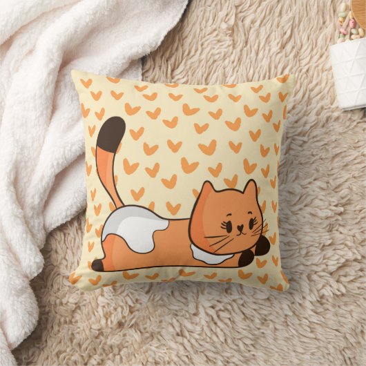 オレンジの猫 クッション (ブランケット)