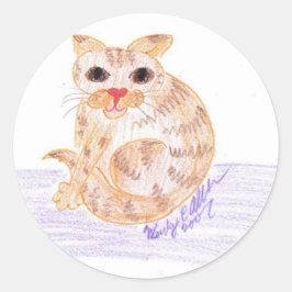 オレンジの猫 ラウンドシール