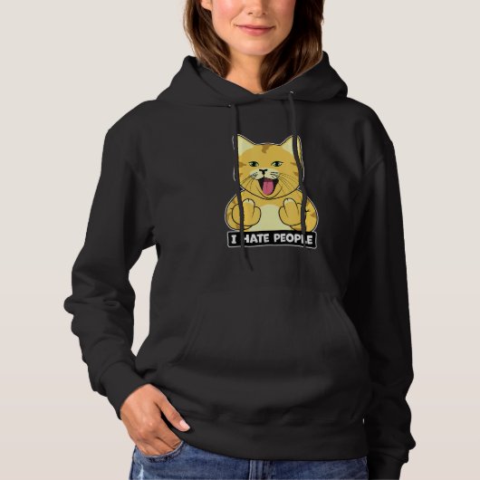 オレンジの猫 私は人間が嫌い Tシャツ 面白い子猫 猫好き (正面)