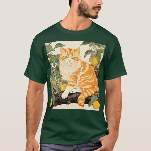 オレンジの猫 Tシャツ (正面)