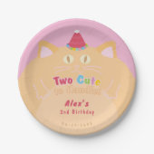 オレンジの猫 "Two Cute to Handle" 2歳の誕生日 ペーパープレート (正面)
