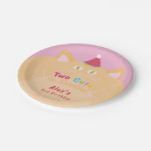 オレンジの猫 "Two Cute to Handle" 2歳の誕生日 ペーパープレート (アングル)