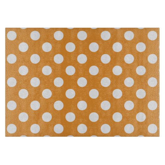 オレンジの白い水玉模様 カッティングボード (正面)