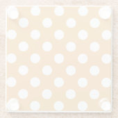 オレンジの白い水玉模様 ガラスコースター (裏面)