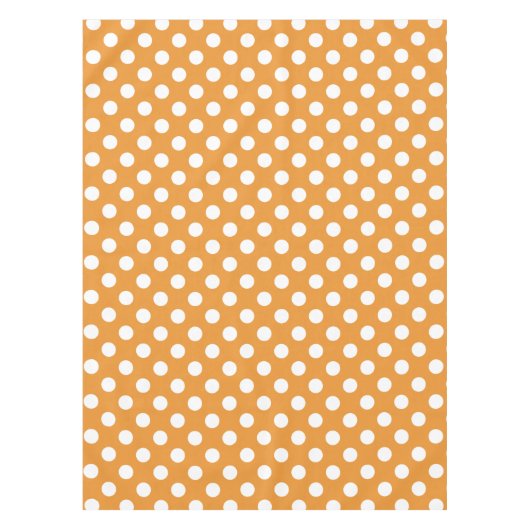 オレンジの白い水玉模様 テーブルクロス (正面)