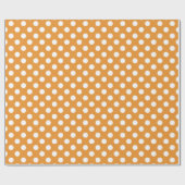 オレンジの白い水玉模様 ラッピングペーパー (フラット)