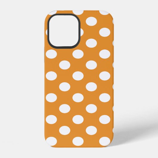 オレンジの白い水玉模様 iPhoneケース (裏面)