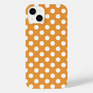 オレンジの白い水玉模様 iPhone 14 PLUSケース