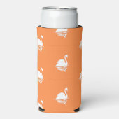 オレンジの白い白鳥のシルエット スリム缶クーラー (Seltzer正面)