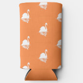 オレンジの白い白鳥のシルエット スリム缶クーラー (正面)