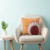 オレンジの白そしてバーガンディの花 クッション (椅子)