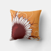 オレンジの白そしてバーガンディの花 クッション (裏面)
