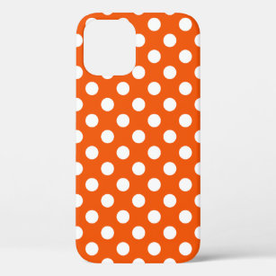 オレンジの白水玉模様 iPhone 12ケース