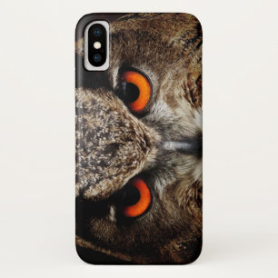 オレンジの目をして閉じたフクロウ iPhone X ケース
