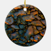 オレンジの石化恐竜の骨 セラミックオーナメント (裏面)