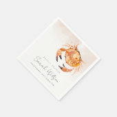 オレンジの砂浜の海岸カニの海の生物の水彩画をフィーチャーしたナチュラルな結婚式のシャワー スタンダードカクテルナプキン (角)