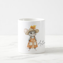 オレンジの秋のネズミ コーヒーマグカップ