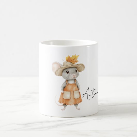 オレンジの秋のネズミ コーヒーマグカップ (中央)
