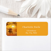 オレンジの秋の写真 ウェディング 返送先住所 ラベル (インサイチュ)