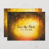 オレンジの秋素朴魅惑された森の日付を保存 案内ポストカード (正面/裏面)