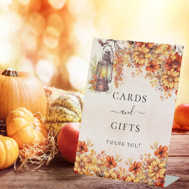 オレンジの秋花カードの贈り物 台座サイン