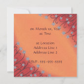 オレンジの結婚式の招待状に銀の星の花 招待状 (裏面)