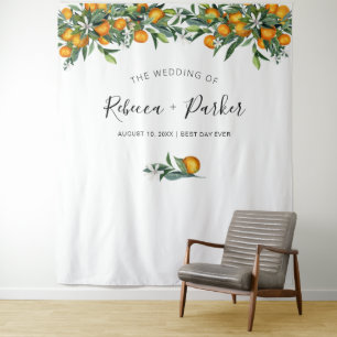 オレンジの結婚式バックドロップ写真撮影ブース タペストリー