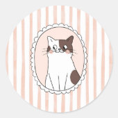 オレンジの縞模様の猫 ラウンドシール (正面)