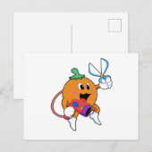 オレンジの美容師はさみとヘアドライヤー付き ポストカード (正面/裏面)