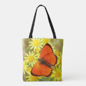 オレンジの翼を持つ蝶と花 トートバッグ (裏面)