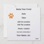 オレンジの肉球プリント - SRF 招待状 (裏面)