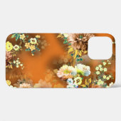 オレンジの背景に継ぎ目のないミックスフラワー Case-Mate iPhoneケース (裏面 (横))