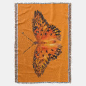 オレンジの背景に美しい蝶の翼 スローブランケット (正面縦)