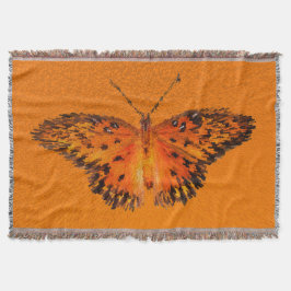オレンジの背景に美しい蝶の翼 スローブランケット