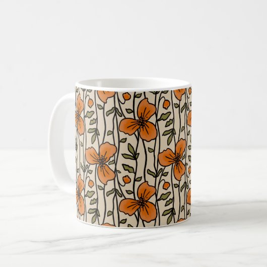 オレンジの花が咲く縦型ガーデンの喜び コーヒーマグカップ (正面左)