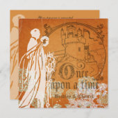 オレンジの花が咲く「Once Upon a Time」のウェディング招待状 招待状 (正面/裏面)