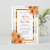 オレンジの花が白い結婚式招待状 招待状 (スタンド正面)