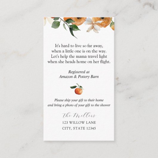 オレンジの花が遠く エンクロージャーカード (正面)