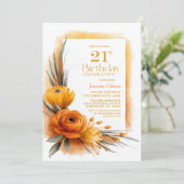 オレンジの花が鮮やかな21歳の誕生日パーティー 招待状 (スタンド正面)