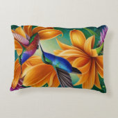 オレンジの花でハミングする鳥 アクセントクッション (裏面)