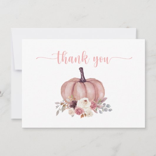 オレンジの花とパンプキン、ナチュラルなシャワー、誕生日お礼 サンキューカード (正面)